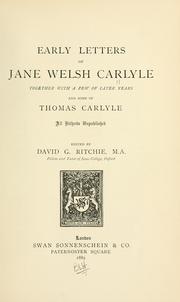 Cover of: Early letters of Jane Welsh Carlyle by Jane Welsh Carlyle
