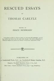 Cover of: Rescued essays of Thomas Carlyle