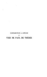 Cover of: Contribution à l'étude des vies de Paul de Thèbes