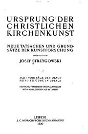 Cover of: Ursprung der christlichen Kirchenkunst by Josef Strzygowski