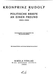 Cover of: Politische Briefe an einen Freund, 1882-1889