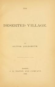 Cover of: The deserted village. by Oliver Goldsmith