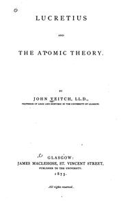 Cover of: Lucretius and the atomic theory.