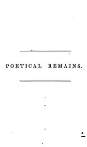 Cover of: Poetical remains of the late Lucy Hooper