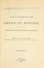 Cover of: Topical reference lists in American history: with introductory lists in English constitutional history
