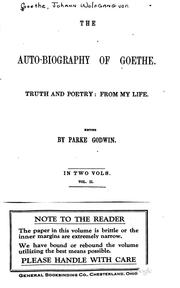 Cover of: The auto-biography of Goethe. by Johann Wolfgang von Goethe