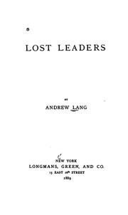 Cover of: Lost leaders.