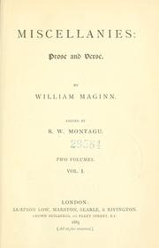 Cover of: Miscellanies: prose and verse. by William Maginn