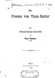 Cover of: Der prozess von Tisza-Eszlár.: Ein antisemitisches culturbild