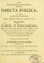 Cover of: Dissertatio entomologia sistens insecta svecica. by Carl Peter Thunberg