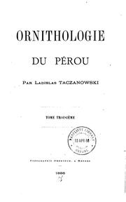 Cover of: Ornithologie du Pérou