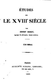 Cover of: Études sur le XVIIIe siècle by Bersot, Ernest