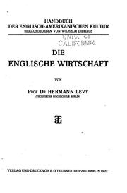 Cover of: Die englische Wirtschaft by Hermann Levy