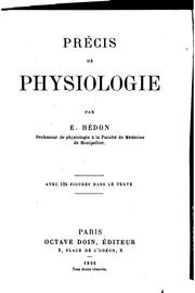 Cover of: Précis de physiologie by Emmanuel Hédon, Emmanuel Hédon