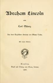 Cover of: Abraham Lincoln by Carl Schurz