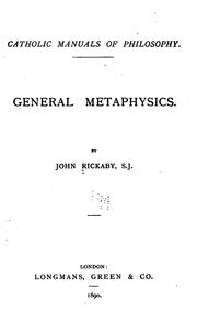 Cover of: General metaphysics by Rickaby, John