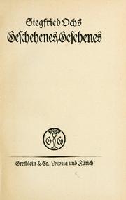 Cover of: Geschehenes, gesehenes.
