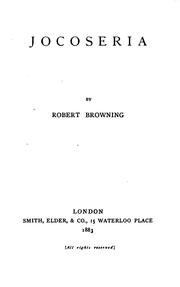 Cover of: Jocoseria by Robert Browning