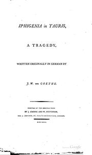 Cover of: Iphigenia in Tauris: a tragedy