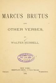 Cover of: Marcus Brutus and other verses