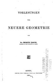 Cover of: Vorlesungen über neuere Geometrie