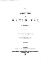 Cover of: The adventures of Hatim Taï: a romance.