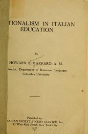 Cover of: Nationalism in Italian education