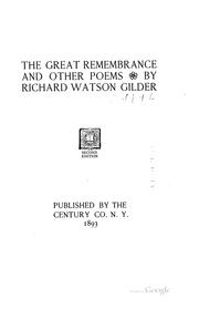 Cover of: The great remembrance, and other poems