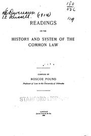Cover of: Readings on the history and system of the common law