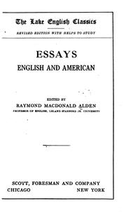 Cover of: Essays, English and American