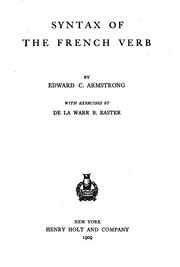 Cover of: Syntax of the French verb