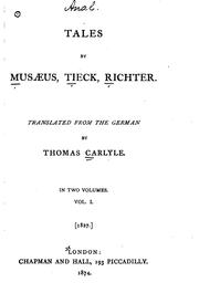 Cover of: Tales by Musæus, Tieck, Richter.