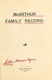 McArthur family record by Thomas Eugene Sikes