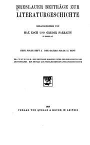 Cover of: Die deutsche Komödie unter der Einwirkung des Aristophanes: Ein Beitrag zur vergleichenden Literaturgeschichte