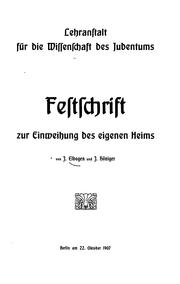 Cover of: Lehranstalt für die wissenschaft des judentums. by Ismar Elbogen
