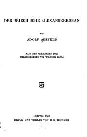 Der griechische Alexanderroman by Adolf Ausfeld