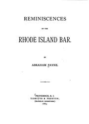 Cover of: Reminiscences of the Rhode Island bar.