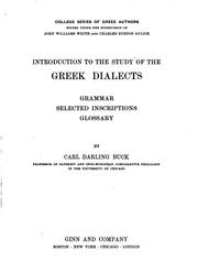 Cover of: Introduction to the study of the Greek dialects by Carl Darling Buck