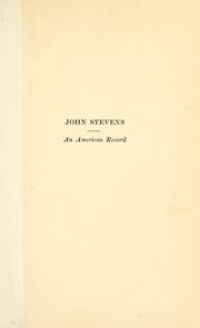 Cover of: John Stevens: an American record