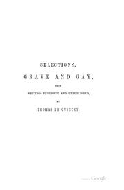 Cover of: Narrative and miscellaneous papers. by Thomas De Quincey