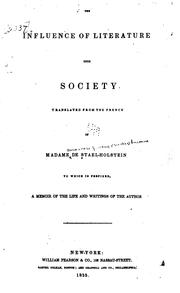 Cover of: The influence of literature upon society