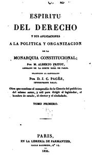 Cover of: Espiritu del derecho y sus aplicaciones a la politica y organizacion de la monarquia constitucional