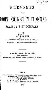 Éléments de droit constitutionnel français et comparé by A. Esmein