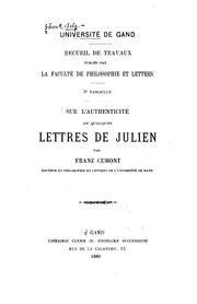 Sur l'authenticité de quelques lettres de Julien by Franz Valery Marie Cumont