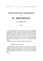 Cover of: Cinquantenaire scientifique de M. Berthelot, 24 novembre 1901.