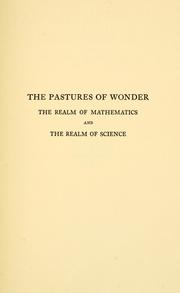Cover of: The pastures of wonder by Cassius Jackson Keyser
