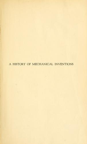 A history of mechanical inventions by Usher, Abbott Payson