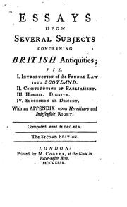 Cover of: Essays upon several subjects concerning British antiquities by Henry Home Lord Kames