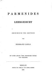 Cover of: Parmenides Lehrgedicht by Parmenides.