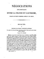 Cover of: Négociations diplomatiques entre la France et l'Autriche durant les trente premières années du XVI. siècle